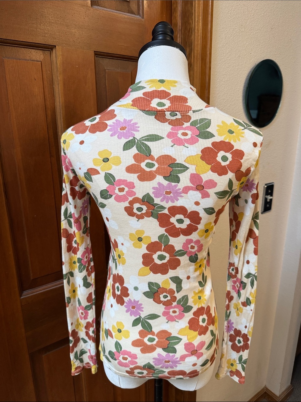 Sezane Floral Mock-Neck Long Sleeve Top Size L - Picture 10 of 11